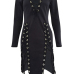 Sexy V Neck Long Sleeves Lace-up Hollow-out Black Healthy Fabric Mini Dress Sexy V Neck Long Sleeves Lace-up Hollow-out Black Healthy Fabric Mini Dress