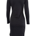 Sexy V Neck Long Sleeves Lace-up Hollow-out Black Healthy Fabric Mini Dress Sexy V Neck Long Sleeves Lace-up Hollow-out Black Healthy Fabric Mini Dress