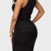 Sexy V Neck Sleeveless Drape Design Black Healthy Fabric Sheath Knee Length Dress Sexy V Neck Sleeveless Drape Design Black Healthy Fabric Sheath Knee Length Dress