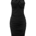 Sexy V Neck Sleeveless Drape Design Black Healthy Fabric Sheath Knee Length Dress Sexy V Neck Sleeveless Drape Design Black Healthy Fabric Sheath Knee Length Dress