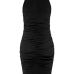 Sexy V Neck Sleeveless Drape Design Black Healthy Fabric Sheath Knee Length Dress Sexy V Neck Sleeveless Drape Design Black Healthy Fabric Sheath Knee Length Dress