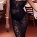 Sexy V Neck Sleeveless See-Through Black Lace Sheath Knee Length Dress Sexy V Neck Sleeveless See-Through Black Lace Sheath Knee Length Dress