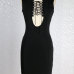 Sexy V Neck Tank Sleeveless Front Lace-up Hollow-out Side Split Black Cotton Blend Sheath Mini Dress Sexy V Neck Tank Sleeveless Front Lace-up Hollow-out Side Split Black Cotton Blend Sheath Mini Dress