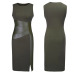 Sexy Women Sleeveless Patchwork PU Leather Dress Wine Red Black Army Green Low Cut Bodycon Evening Party Pencil Dress Clothes