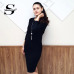 Sheinside Black Elegant Bodycon Dress Women Pencil 3/4 Sleeve 2018 Autumn Clothes Ladies Solid Slim Sheath Party Dresses