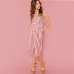 Sheinside Button Front Vertical Stripe Cami Dress Spaghetti Strap Sleeveless Knee Length Dresses Women Summer Casual Dress