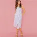 Sheinside Button Front Vertical Stripe Cami Dress Spaghetti Strap Sleeveless Knee Length Dresses Women Summer Casual Dress