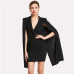 Sheinside Cloak Sleeve Surplice Dress Women Clothes Elegant Black Pencil Dresses 2018 Ladies Workwear Wrap Autumn Mini Dress