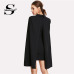 Sheinside Cloak Sleeve Surplice Dress Women Clothes Elegant Black Pencil Dresses 2018 Ladies Workwear Wrap Autumn Mini Dress