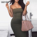 Sibybo Off Shoulder Strapless Sexy Women Dress Sleeveless Straight Long Bodycon Dress Backless Casual Summer Party Dress Women