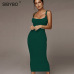 Sibybo Ribbed Spaghetti Strap Sexy Bodycon Dress Sleeveless O-Neck Sheath Summer Women Dress Backless Beach Casual Dress Women