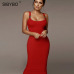 Sibybo Ribbed Spaghetti Strap Sexy Bodycon Dress Sleeveless O-Neck Sheath Summer Women Dress Backless Beach Casual Dress Women