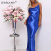 Sibybo Sexy Spaghetti Strap Backless Summer Dress Women Satin Lace Up Trumpet Long Dress Elegant Bodycon Party Dresses Vestidos