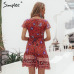 Simplee Bohemian floral mini women summer dress festa V neck ruffle bandage dress female 2019 Elegant holiday beach sundress