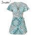 Simplee Bohemian print summer dress women Ruffled short sleeve sashes mini dress Wrap v-neck sexy ladies dresses vestidos 2019