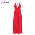 Simplee Boho deep v neck backless sexy dress Split cross lace up chiffon summer beach long dress Sleeveless maxi dress vestidos