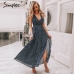 Simplee Boho deep v neck backless sexy dress Split cross lace up chiffon summer beach long dress Sleeveless maxi dress vestidos