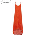 Simplee Elegant Polka dot boho women midi summer dress Sexy v-neck strap button A-line dress Female print beach vestidos