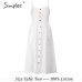 Simplee Elegant button women dress Pocket polka dots yellow cotton midi dress Summer casual female plus size lady beach vestidos