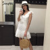 Simplee Elegant cotton embroidery women summer dress Ruffled high waist korean white dress Vintage sexy v-neck party mini dress