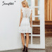 Simplee Elegant cotton embroidery women summer dress Ruffled high waist korean white dress Vintage sexy v-neck party mini dress