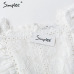 Simplee Elegant embroidery lace women dress Hollow out sashes ruffle white summer dress Slim sexy party lady dress vestidos 2019