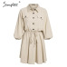 Simplee Elegant linen short shirt dress women Long sleeve cotton dress buttons female vestidos Vintage summer dresses casual