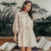 Simplee Elegant linen short shirt dress women Long sleeve cotton dress buttons female vestidos Vintage summer dresses casual