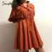 Simplee Elegant linen short shirt dress women Long sleeve cotton dress buttons female vestidos Vintage summer dresses casual