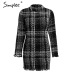 Simplee Elegant plaid tweed women dress winter Office lady long sleeve warm christmas dress Vintage sexy autumn dresses festa