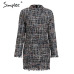 Simplee Elegant plaid tweed women dress winter Office lady long sleeve warm christmas dress Vintage sexy autumn dresses festa