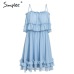 Simplee Elegant ruffle off shoulder women dress Spaghetti strap chiffon summer dresses Casual holiday female pink short sundress