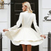 Simplee Elegant ruffle turndown collar white dress Sash high waist women dress Autumn winter long sleeve sexy dresses female