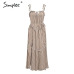 Simplee Elegant stripe summer dress women 2019 Spagetti strap lace up midi lady dress festa Casual female beach sundress vestido