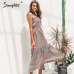 Simplee Elegant stripe summer dress women 2019 Spagetti strap lace up midi lady dress festa Casual female beach sundress vestido