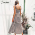 Simplee Elegant stripe summer dress women 2019 Spagetti strap lace up midi lady dress festa Casual female beach sundress vestido