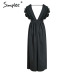 Simplee Elegant v neck long dresses Ruffles high waist women dresses Evening party female sexy maxi dress vestidos festa 2018