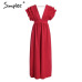 Simplee Elegant v neck long dresses Ruffles high waist women dresses Evening party female sexy maxi dress vestidos festa 2018