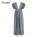 Simplee Elegant v neck long dresses Ruffles high waist women dresses Evening party female sexy maxi dress vestidos festa 2018