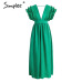 Simplee Elegant v neck long dresses Ruffles high waist women dresses Evening party female sexy maxi dress vestidos festa 2018