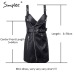 Simplee Fashion PU leather women dress V neck mini bodycon sexy dress Christmas zipper autumn winter short dress ladies vestido