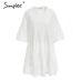 Simplee Flare sleeve cotton white lace dress Women casual ladies dress 2018 Summer high waist short dress autumn vestidos festa