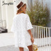 Simplee Flare sleeve cotton white lace dress Women casual ladies dress 2018 Summer high waist short dress autumn vestidos festa