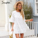 Simplee Flare sleeve cotton white lace dress Women casual ladies dress 2018 Summer high waist short dress autumn vestidos festa