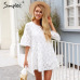 Simplee Flare sleeve cotton white lace dress Women casual ladies dress 2018 Summer high waist short dress autumn vestidos festa