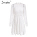 Simplee Lace red sexy short dress women female Elegant long sleeve embroidery ladies dress Spring party dress festa robe femme