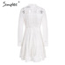 Simplee Lace red sexy short dress women female Elegant long sleeve embroidery ladies dress Spring party dress festa robe femme