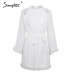 Simplee Lace up backless mesh women dress Elegant sash mini ladies autumn dress Fashion flare sleeve sexy dress vestidos festa