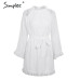 Simplee Lace up backless mesh women dress Elegant sash mini ladies autumn dress Fashion flare sleeve sexy dress vestidos festa