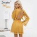 Simplee Lace up backless mesh women dress Elegant sash mini ladies autumn dress Fashion flare sleeve sexy dress vestidos festa